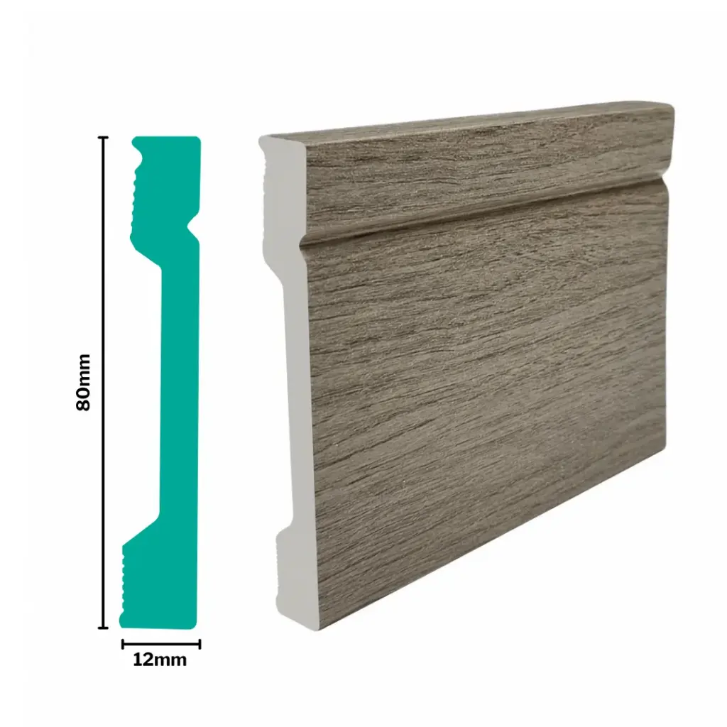 HDPS Skirting H 80 X W 12 X L 2700mm Nordic Ash 