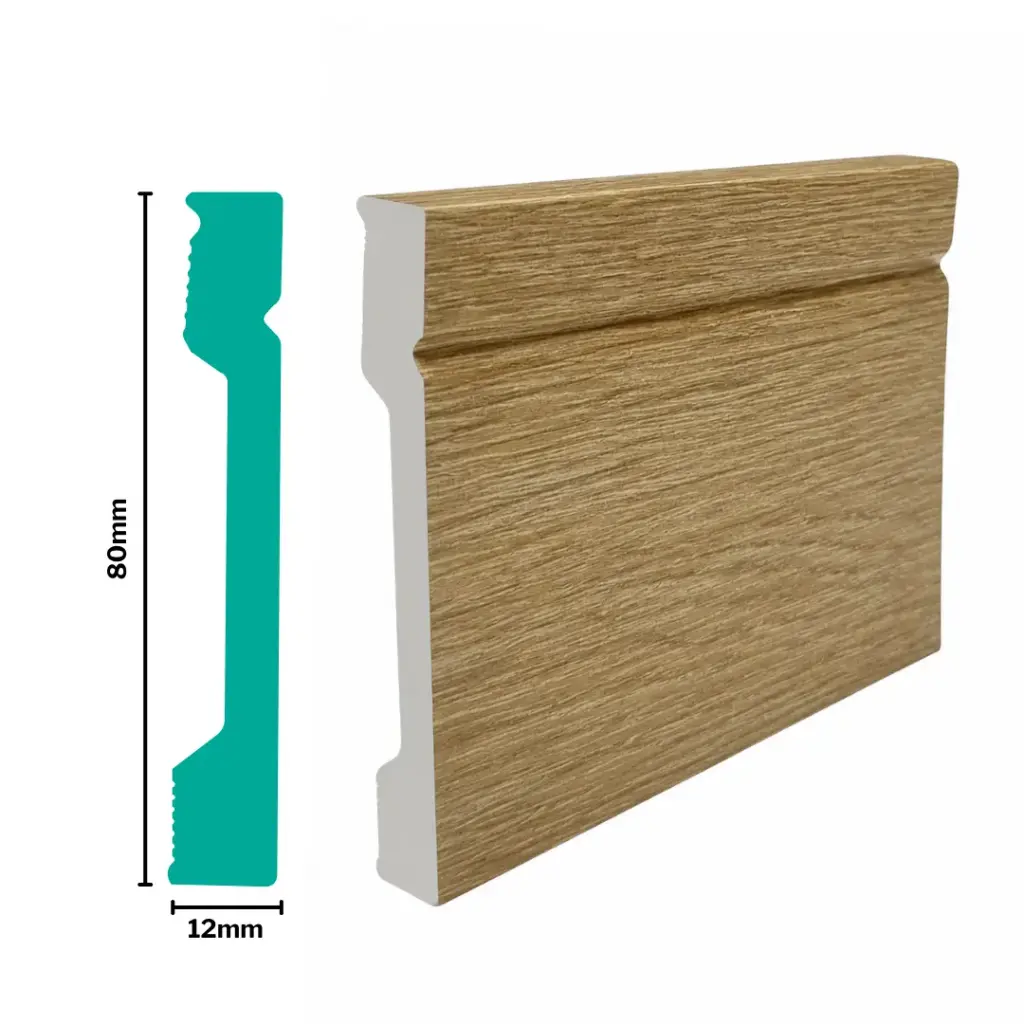 HDPS Skirting H 80 X W 12 X L 2700mm Oak