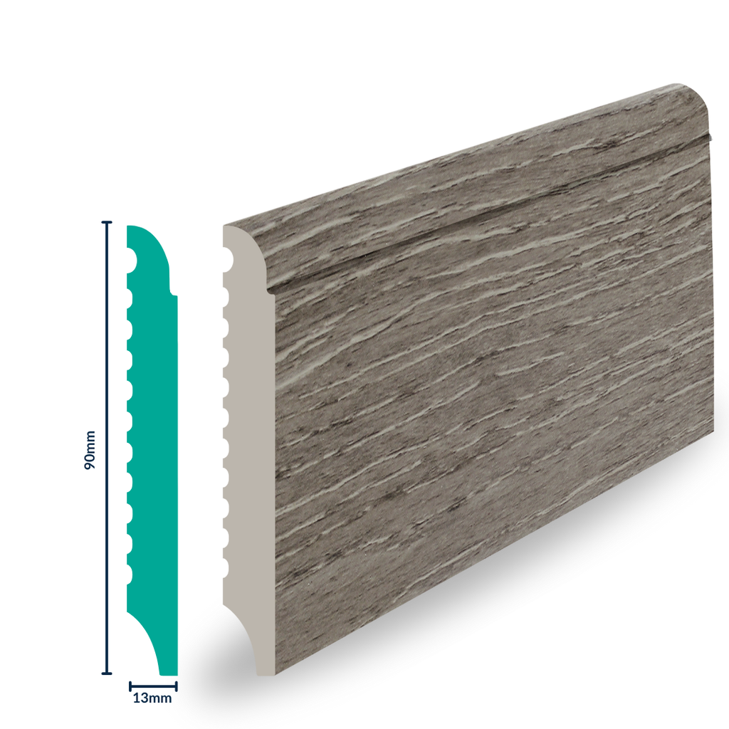 HDPS Skirting H 90 X W 13 X L 2700mm Oaked Grey 