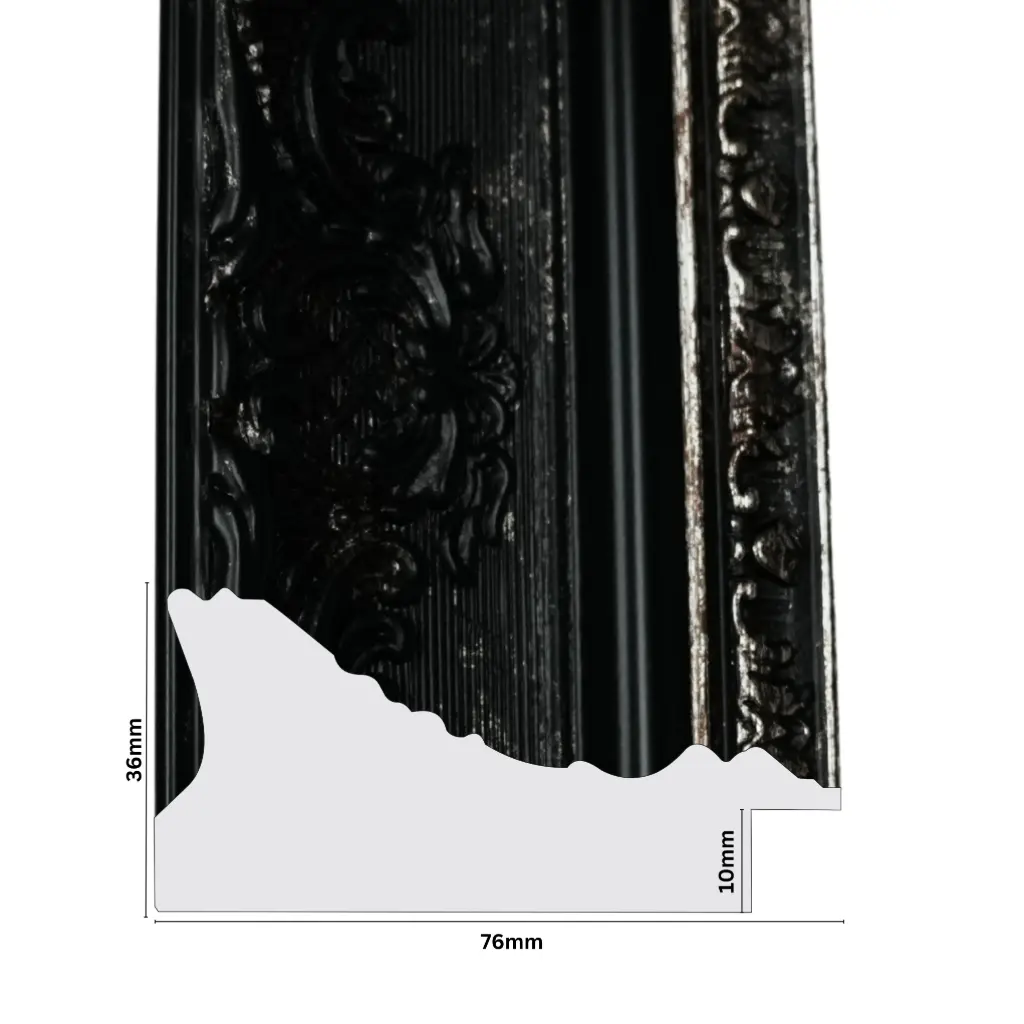 PS Moulding W 76 X H 36 X L 2900mm Black & Silver