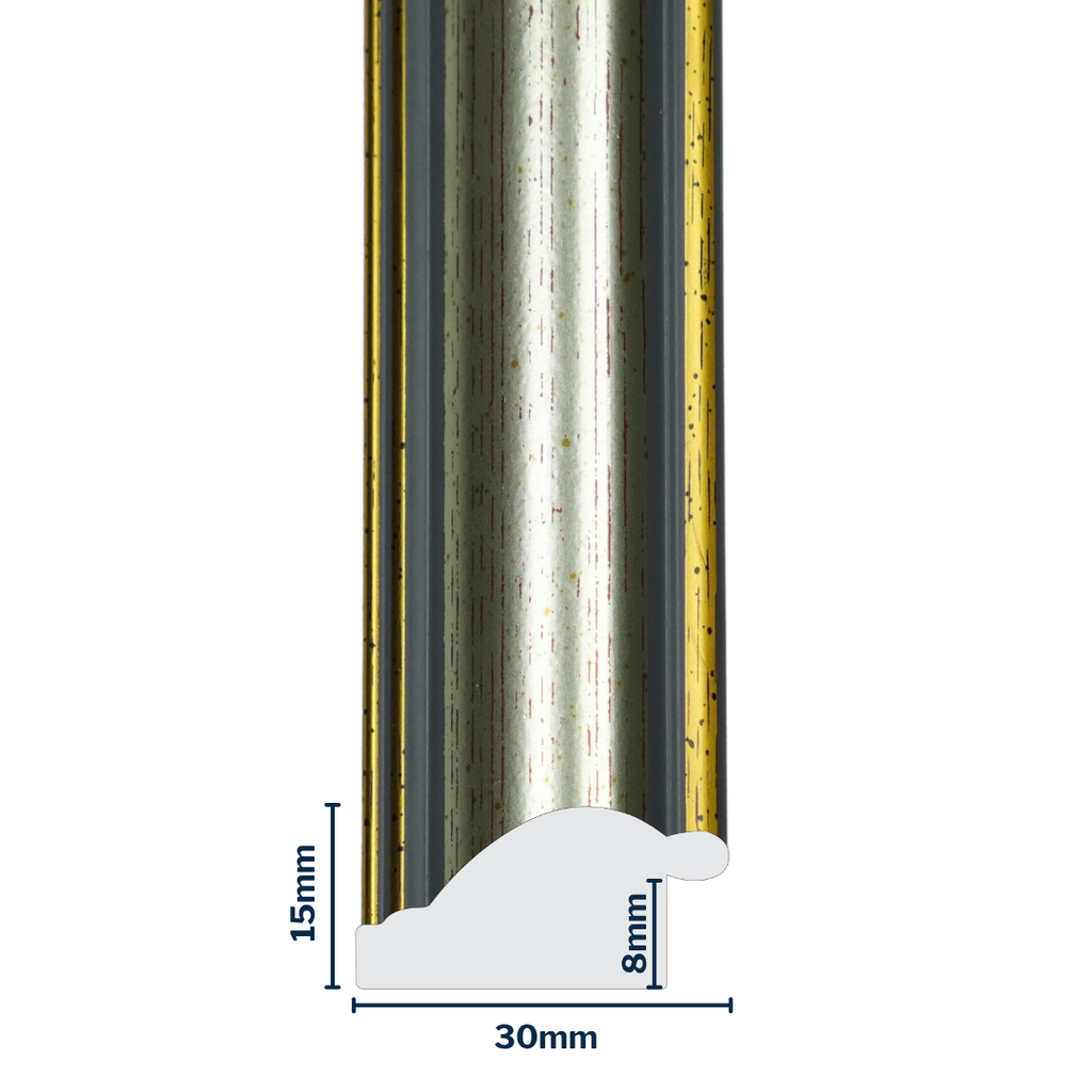 Q-Moulding W 30 X H 15 X L 2900mm Gold & Silver