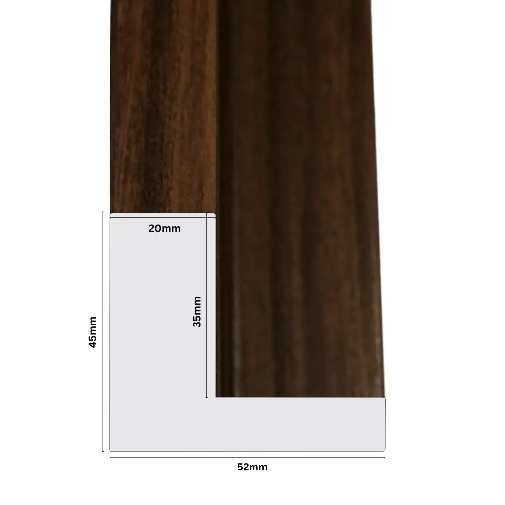 PS Moulding W 52 X H 45 X L 2900mm Natural Kiaat (Canvas Floater 33mm) Dual Face 10/20mm