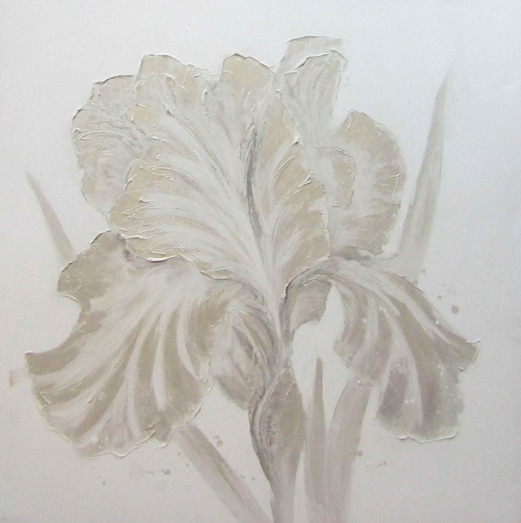 OIL ON CANVAS FLOWER BEIGE IRIS 1000X1000MM