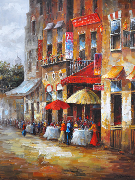 Oil On Canvas Street Scene 2000X1500mm