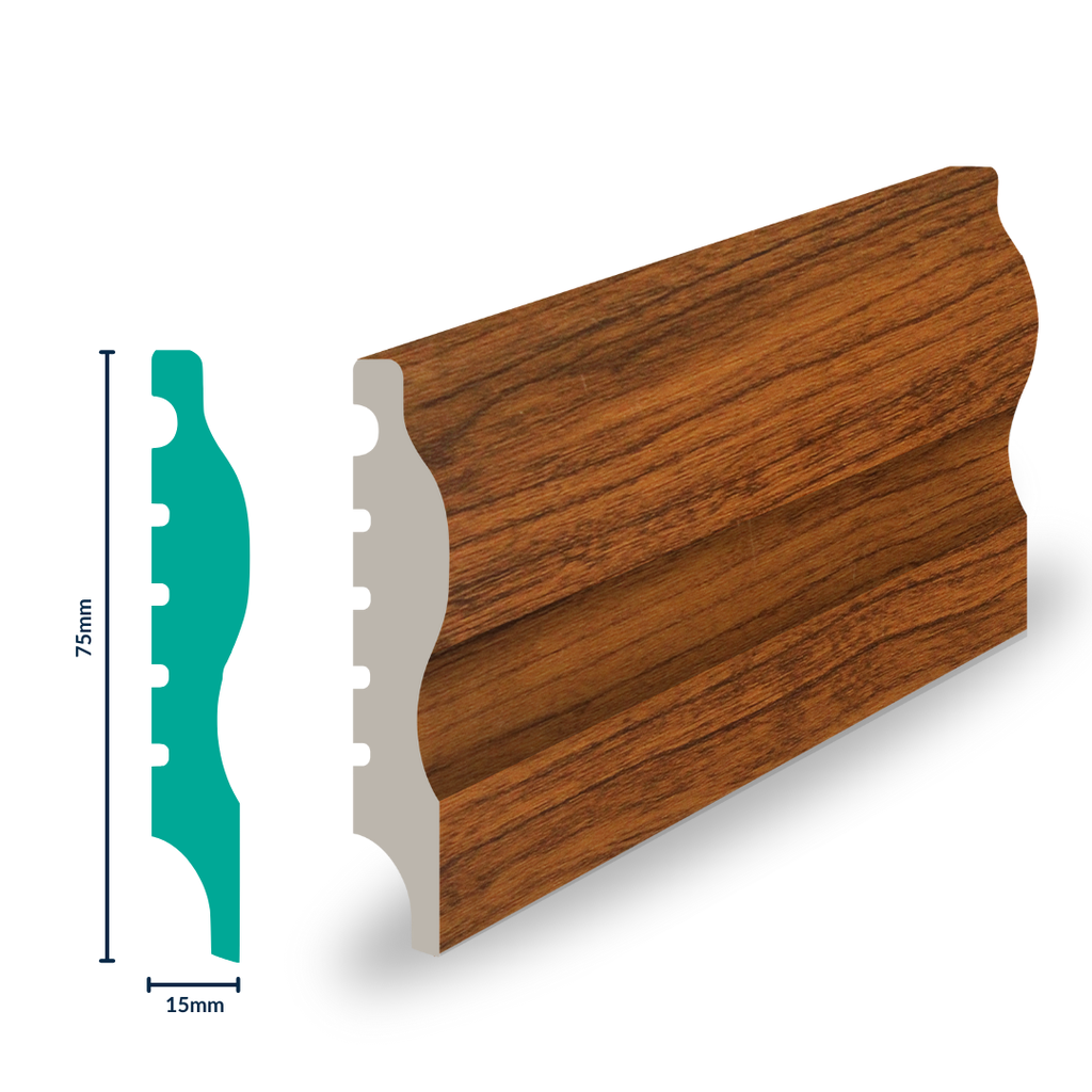 HDPS Skirting H 75 X W 15 X L 2700mm Walnut