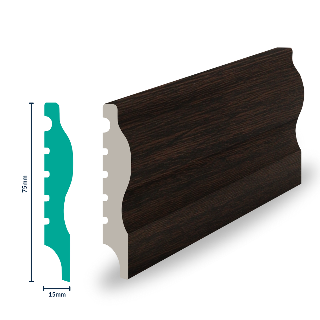 HDPS Skirting H 75 X W 15 X L 2700mm Mahogany