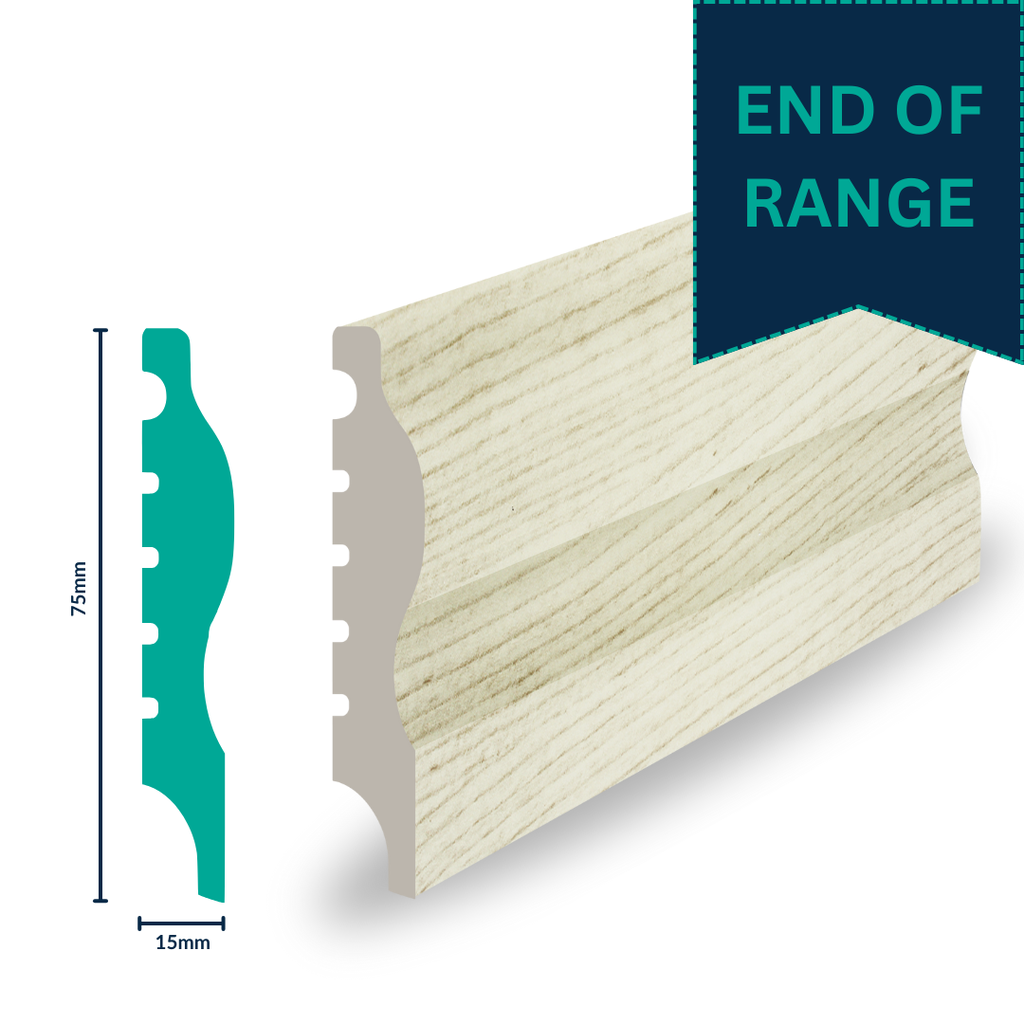 HDPS Skirting H 75 X W 15 X L 2700mm Limed Oak