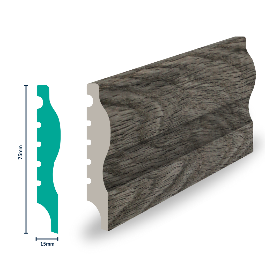 HDPS Skirting H 75 X W 15 X L 2700mm Grey