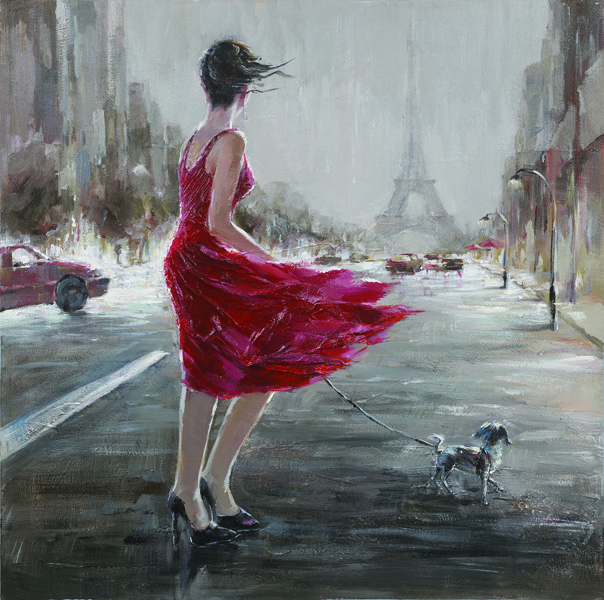 OIL ON CANVAS LADY PARIS 1000X1000MM