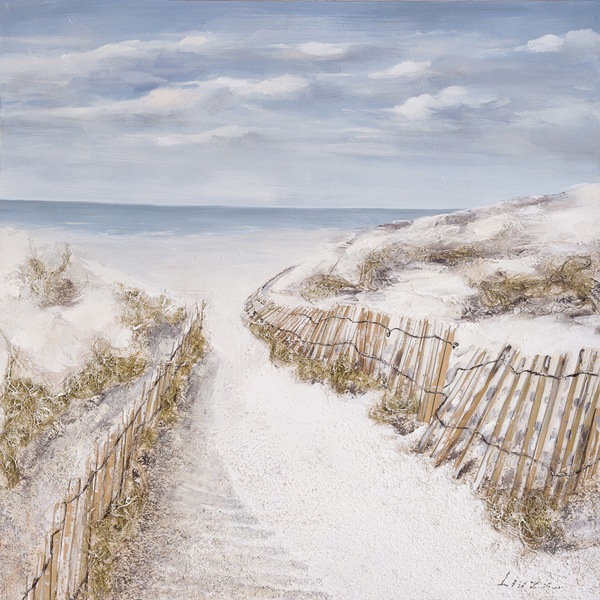 OIL ON CANVAS BEACH SCENE 1000X1000MM