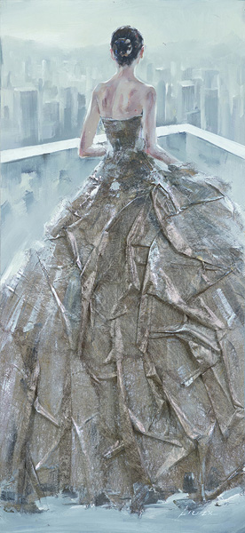 Oil On Canvas Lady 700X1500mm