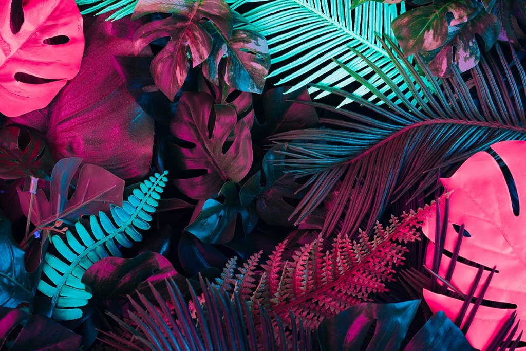 Print On Canvas Florescent Leaves I 800X1200mm