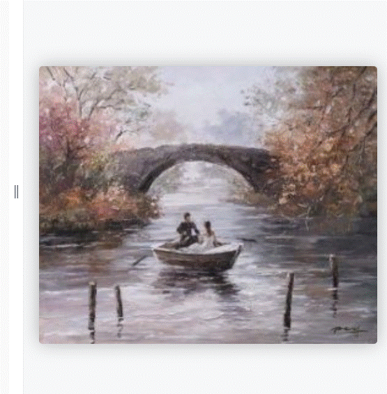 OIL ON CANVAS BOAT ON RIVER 900X1200MM