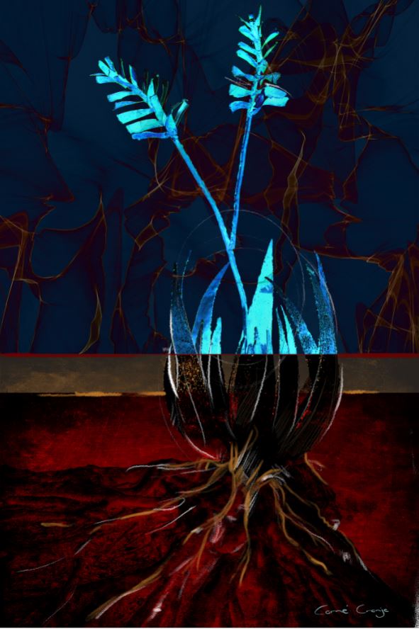 PRINT ON CANVAS FLOWER BLUE PLANT  800X1200MM