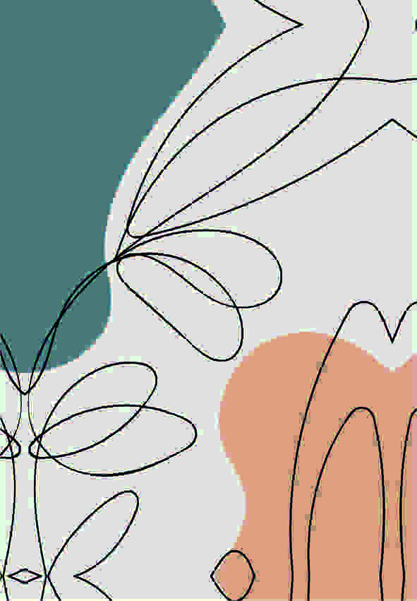 Print On Canvas Abstract Flower Line Drawing 600X900mm