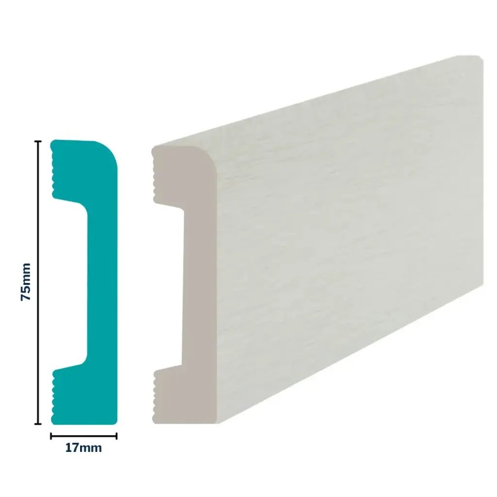 HDPS Skirting H 75 X W 17 X L 2700mm Poplar