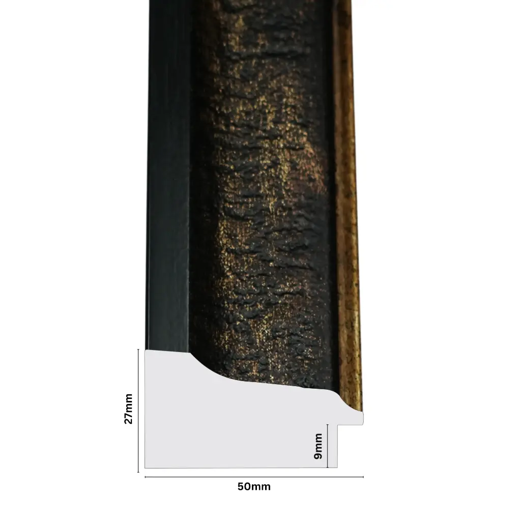 PS Moulding W 50 X H 27 X L 2900mm Antique Gold & Black