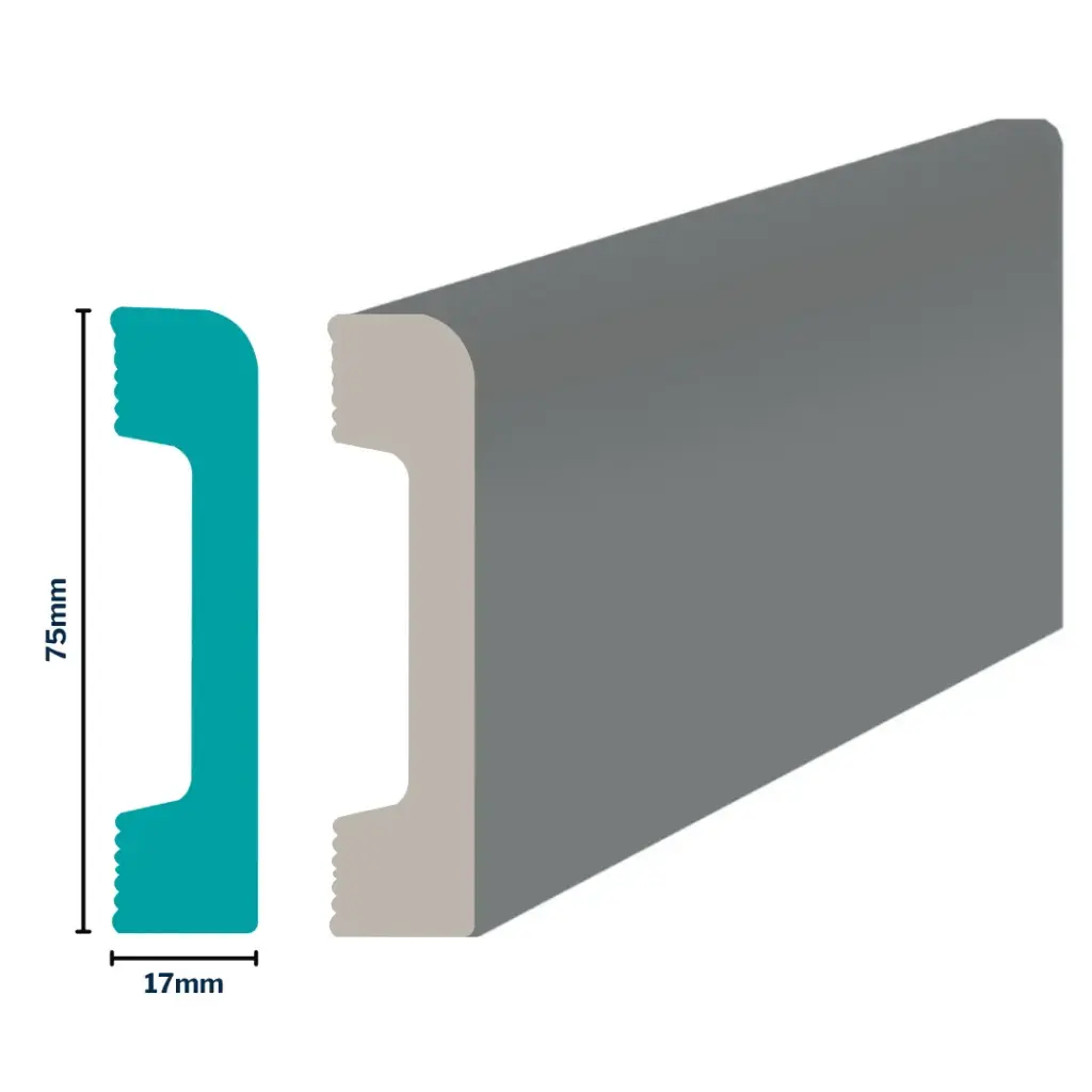 HDPS Skirting H 75 X W 17 X L 2700mm Castle Grey