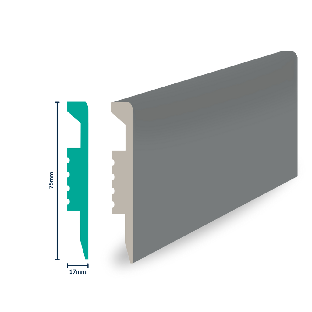 HDPS Skirting H 75 X W 17 X L 2700mm Castle Grey