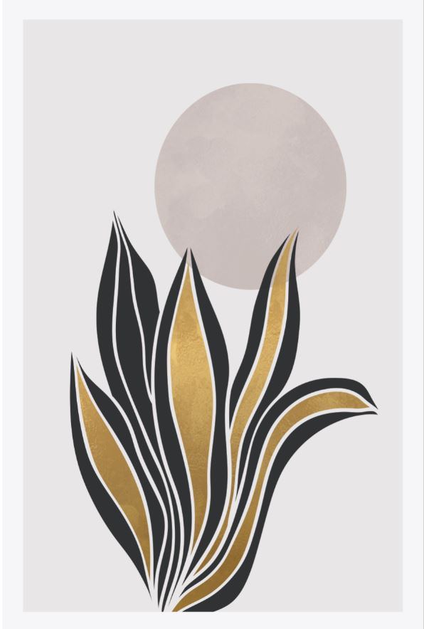 PRINTS ON CANVAS ABSTRACT BLACK & GOLD 600X900MM