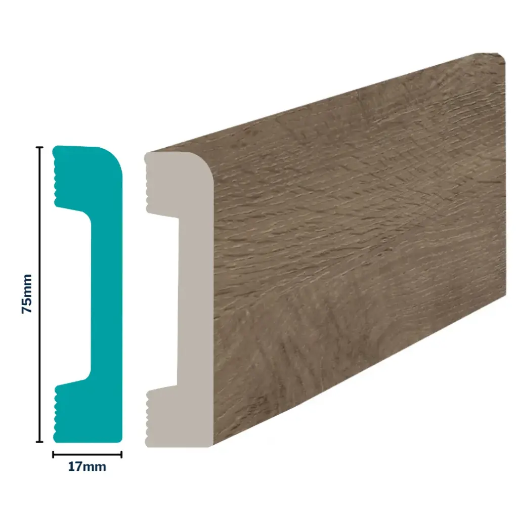 HDPS Skirting H 75 X W 17 X L 2700mm Cashew