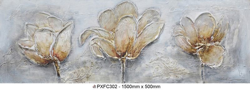 Oil On Canvas Flowers (1500Canvas1500X500)