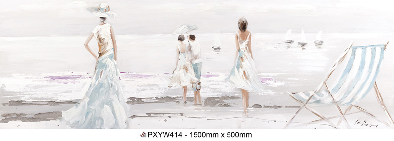 Oil On Canvas Ladies On Beach 500X1500mm