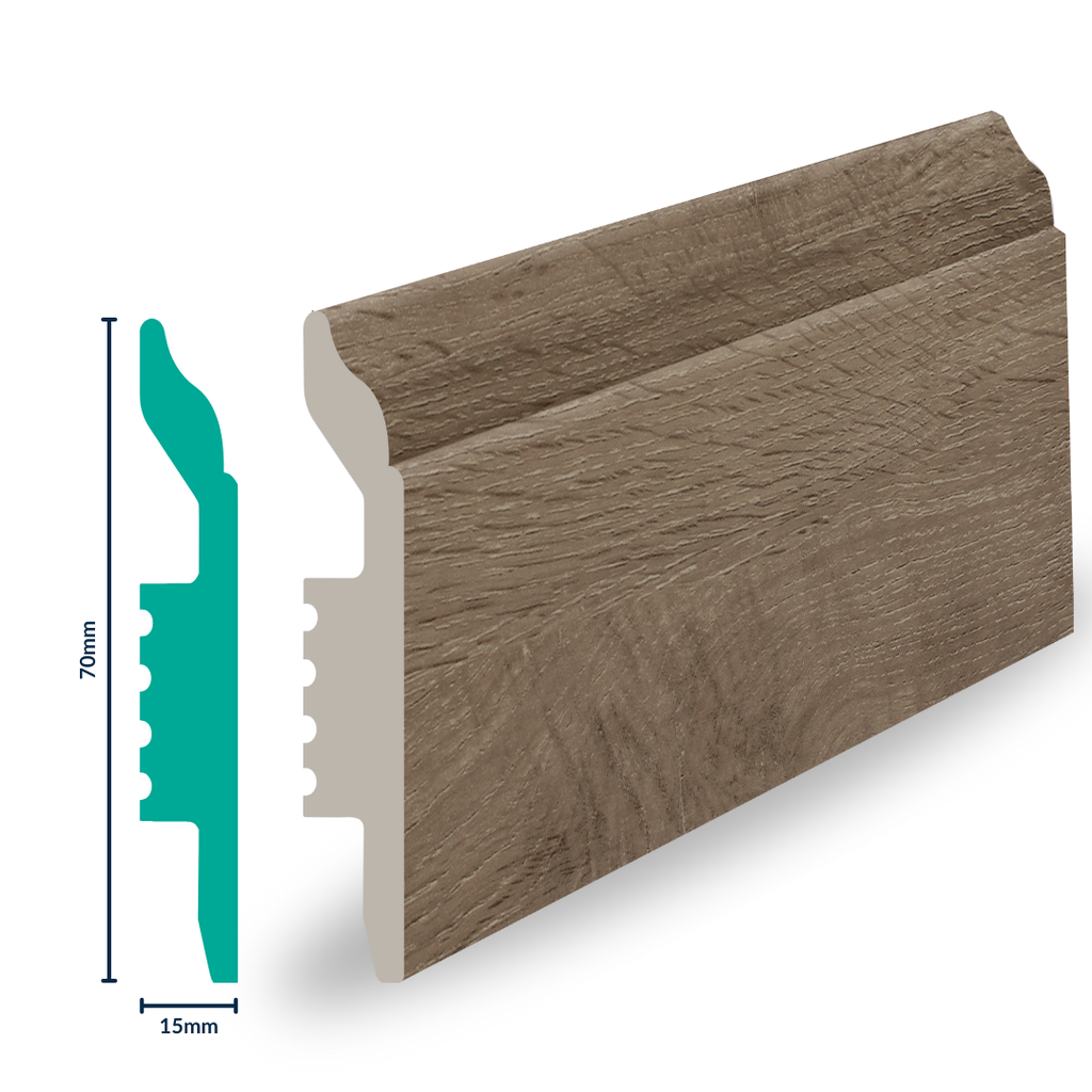 HDPS SKIRTING H 70 X W 15 X L 2700MM  CASHEW