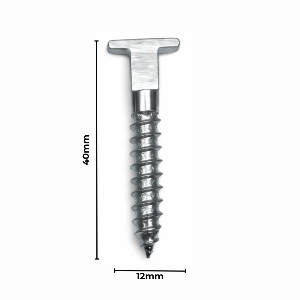 Hanger Security T-Screw 12X40mm 100 Pack Silver