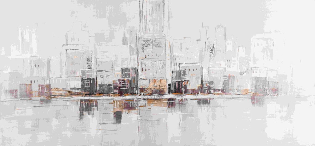 Oil On Canvas Buildings 700X1500Mm