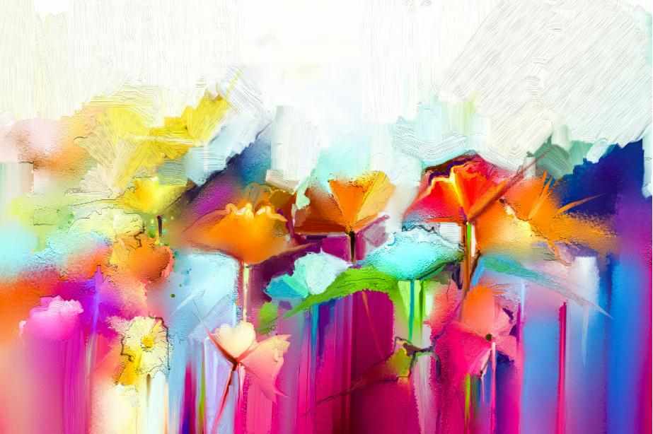 Print On Canvas Colourful Abstract Flowers  I 1200X800mm