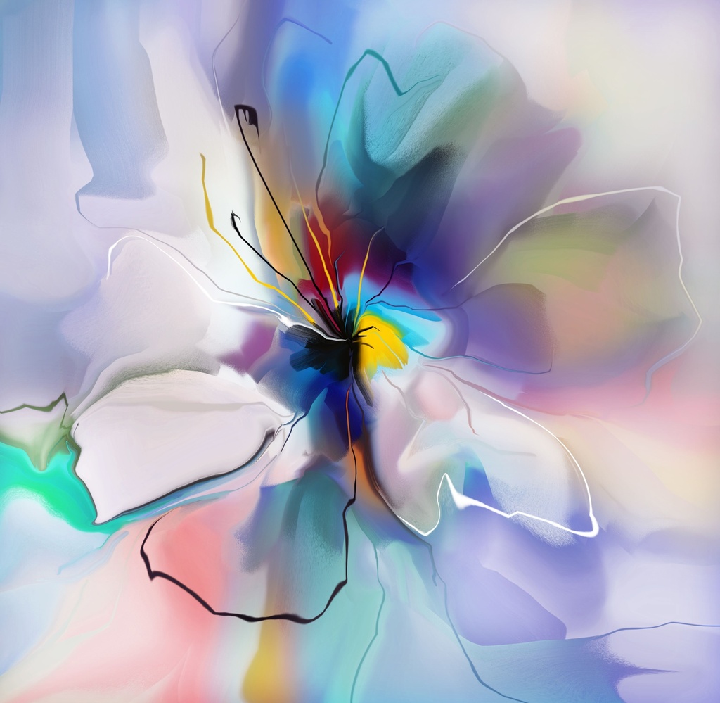 Prints Framed - ABSTRACT COLOURED FLOWER II (870x870) 1067A