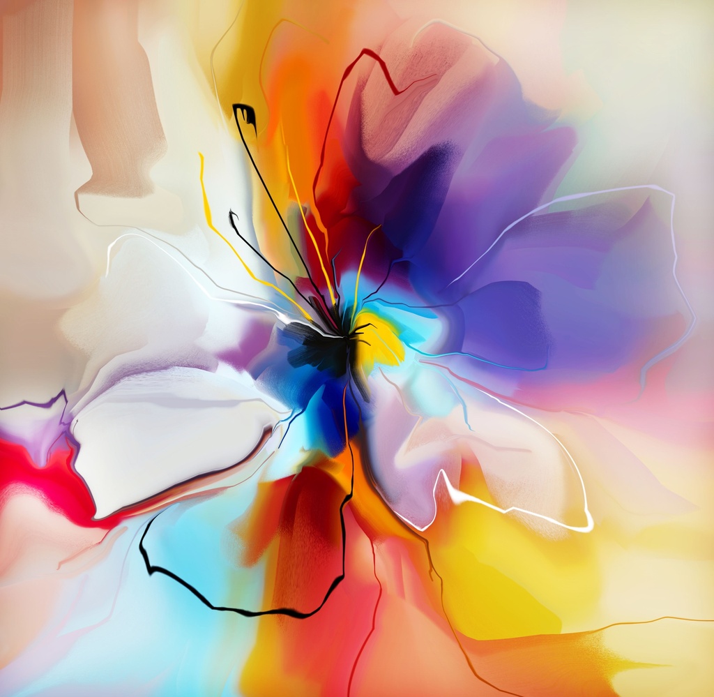 Prints Framed - ABSTRACT COLOURFUL  FLOWER I (870x870) 1067A
