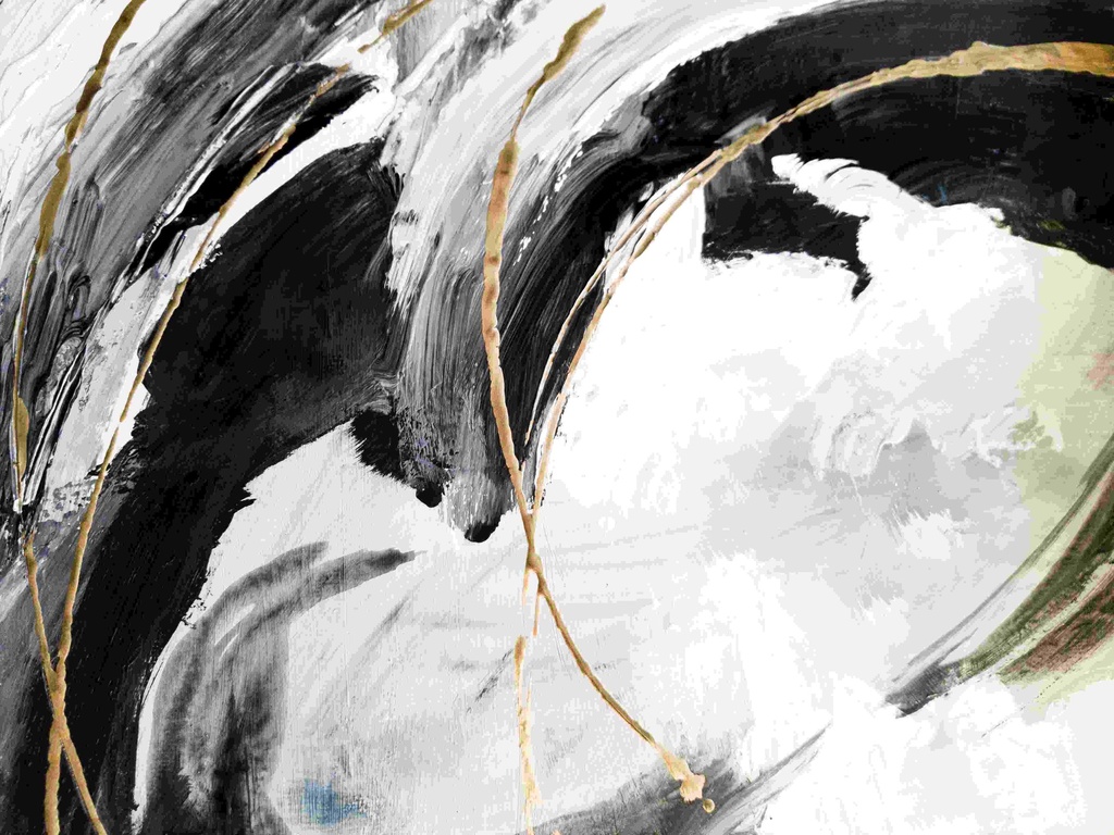 [PXM101] PXM101 - Abstract Oil Texture Art Black And Gold (1200X800mm)