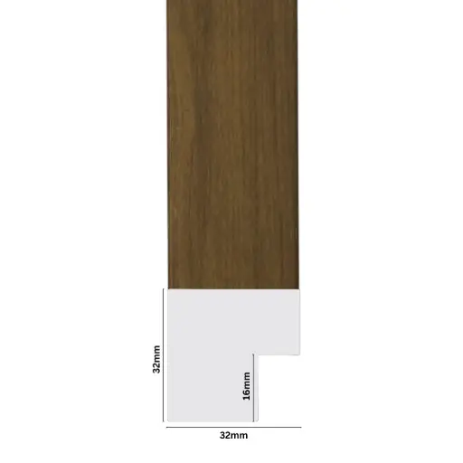 [1061-3L] PS Moulding W 32 X H 32 X L 2900mm Natural Kiaat With Black Face