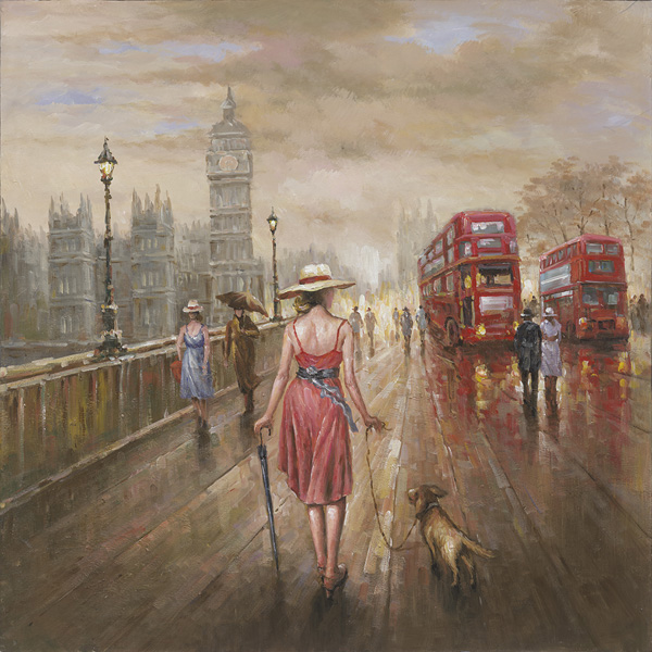 [PXYW571A/1095G] OIL ON CANVAS STREET SCENE 1000X1000MM