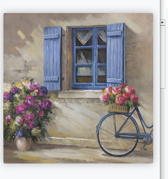 [PXYW617/1095A] OIL ON CANVAS BICYCLE BY WINDOW SCENE 1000X1000MM