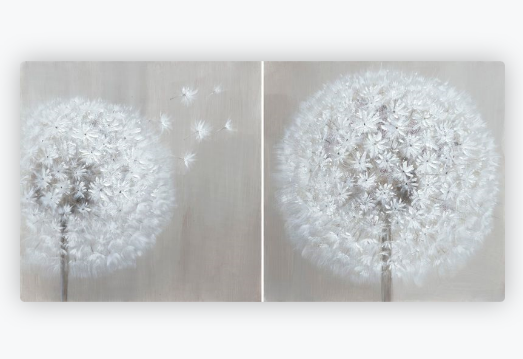 [PXYW641/1095I] OIL ON CANVAS FLOWER DANDELIONS 600X600MM