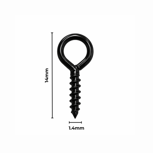 [AC403609] Screw Eyes 1.4X14mm 100 Pack Black
