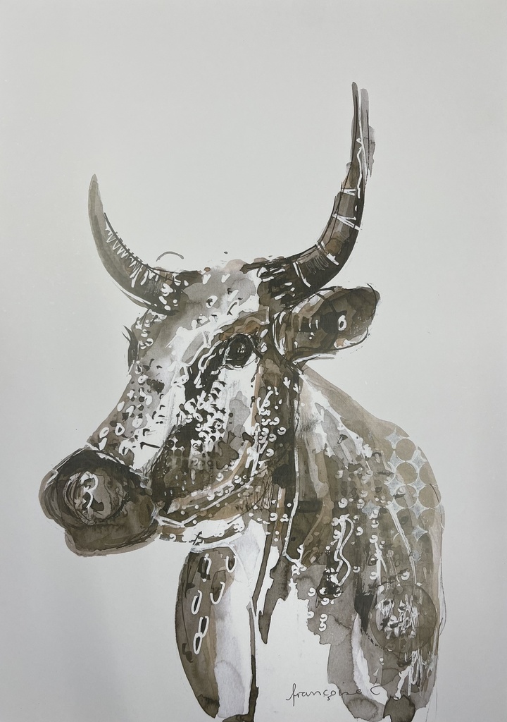 [FP324/1171-3S] ORIGINAL ART FRAMED  COW 1 300X450MM