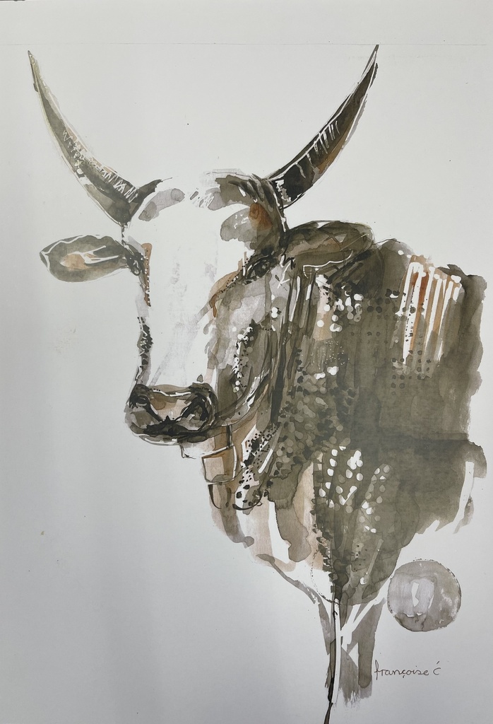 [FP325/1171-3S] ORIGINAL ART FRAMED COW 2 300X450MM