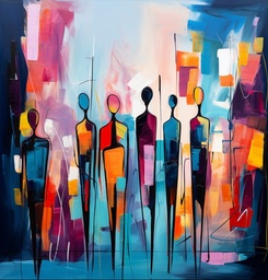 [PXM140] PRINT ON CANVAS ABSTRACT PEOPLE 800X800MM