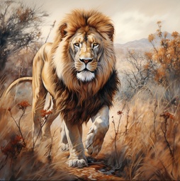 [PXM141] PRINT ON CANVAS LION 970X970MM