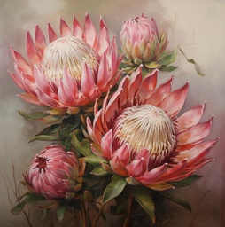 [PXM144] PRINT ON CANVAS PROTEA FLOWERS 800X800MM