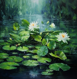 [PXM151] PRINT ON CANVAS WATERLILIES FLOWERS  1200X800MM