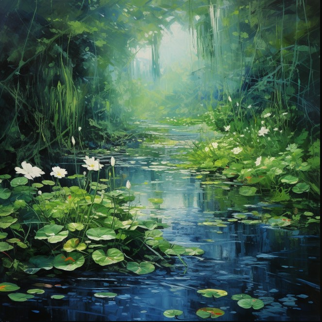 [PXM152/1169-3P] PRINTS ON CANVAS WATERLILIES 1200X800MM