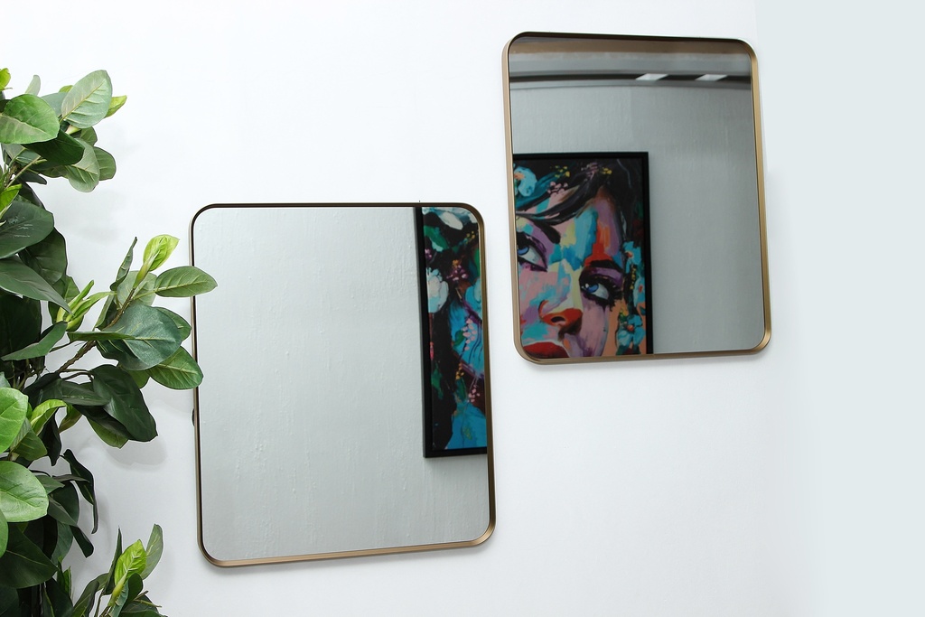 [MJ1A-15] MIRROR RECTANGLE ROUNDED 600X700MM ANTIQUE GOLD