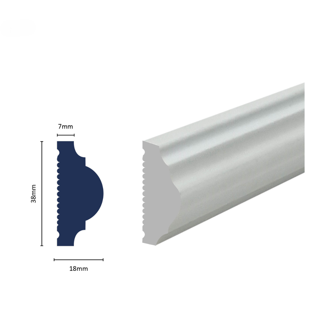 [3046WN] HDPS WAINSCOTING/DADO RAIL H 38 X W 10 X L 2700MM WHITE