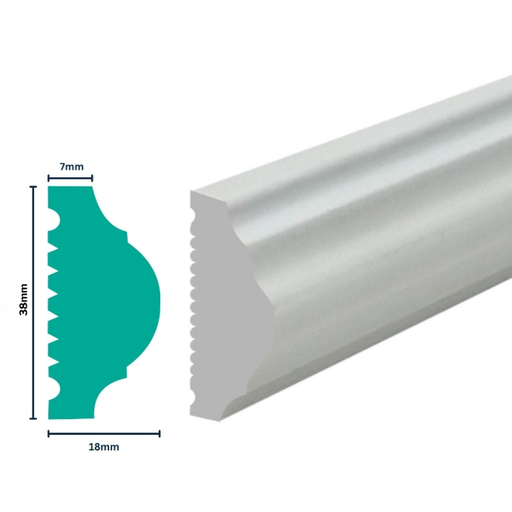 [3046WN] HDPS Wainscoting/Dado Rail H 38 X W 18 X L 2700mm White