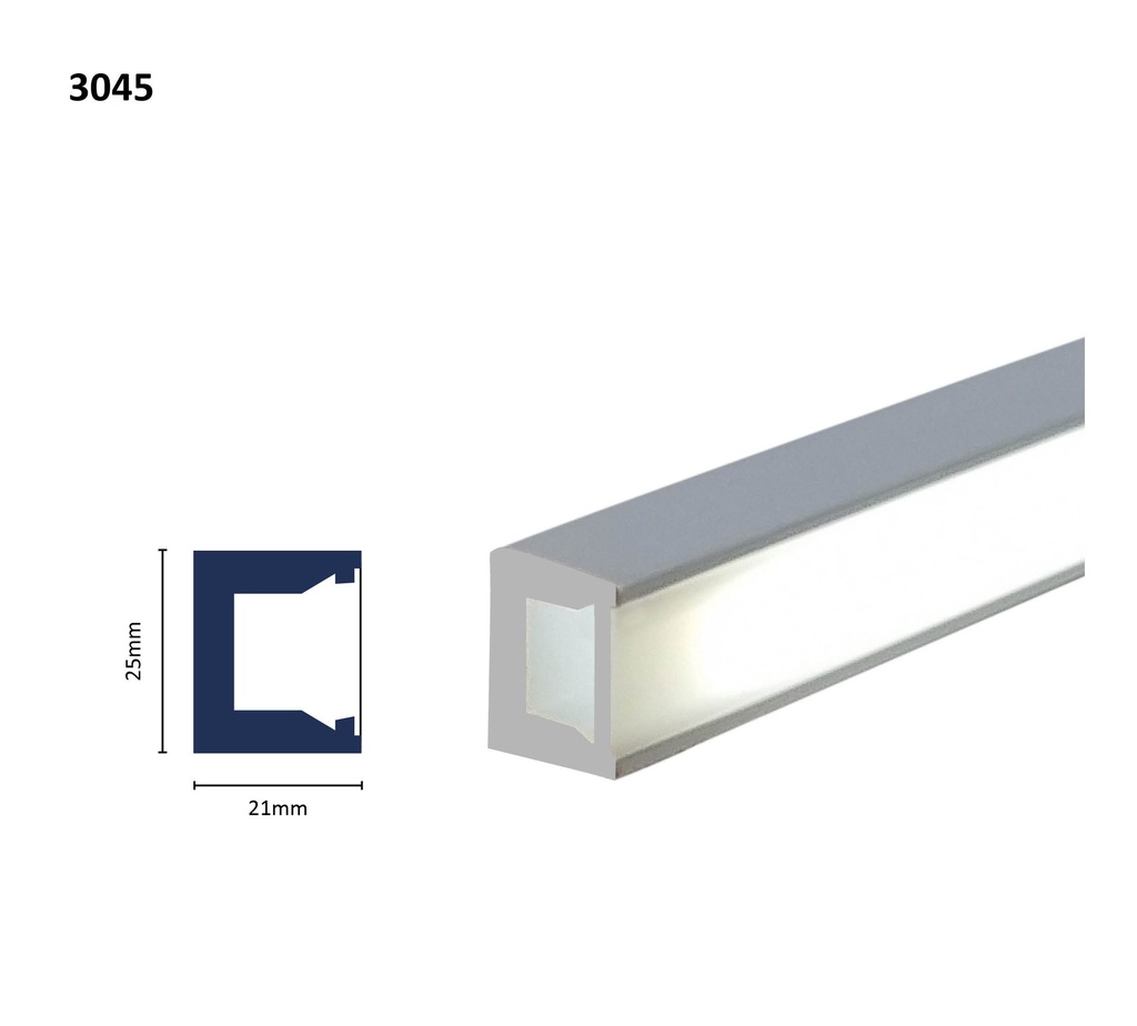 [3045WN] HDPS LED CHANNEL H 25 X W 21 X L 2700MM WHITE